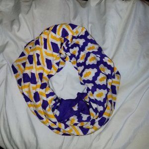 Purple & gold | yellow breezy geo-print two-sided infinity scarf